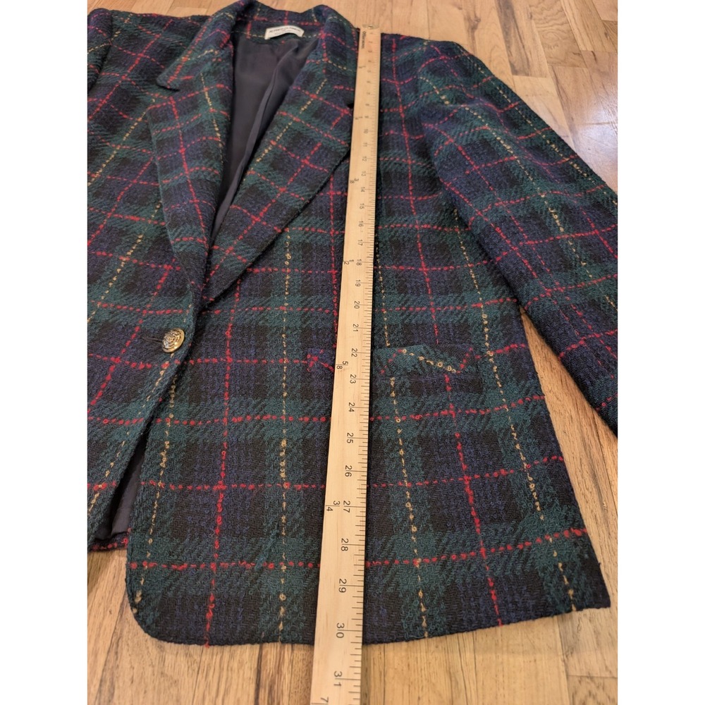 ALFRED DUNNER Navy Green Red Plaid Wool Jacket Blazer Womens XL VTG - Picture 10 of 16